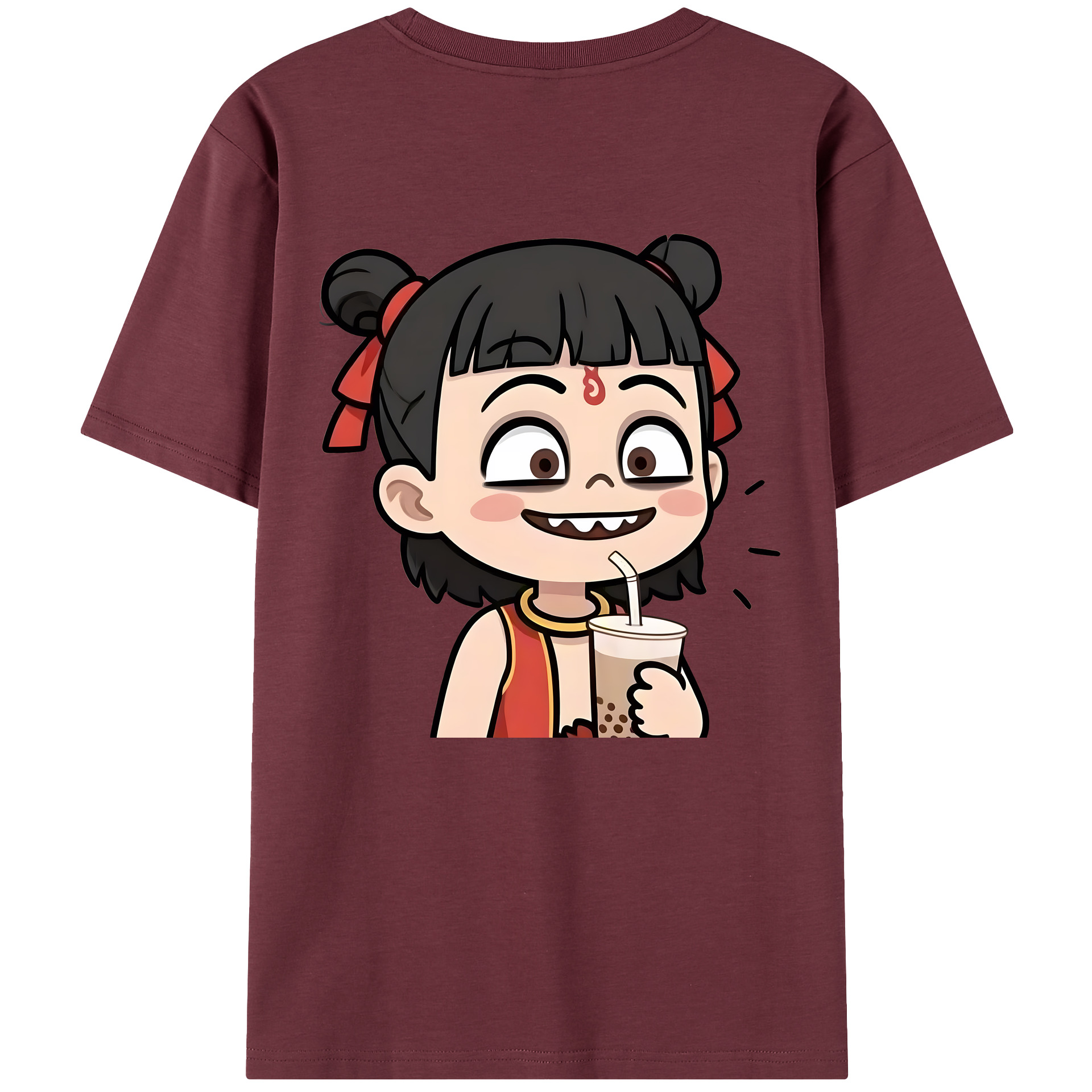 （画像用） Ne Zha 2 ナタ 魔童の大暴れ 綿100％半袖Tシャツ（背面プリント）